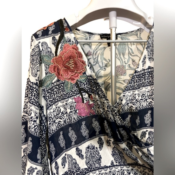 Tribal Femme Crinkle Gauze Faux Wrap Dress Medium - Picture 5 of 6